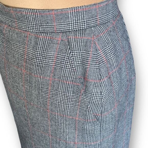 Vintage Giorgio Sant’Angelo Wool Black Houndstooth Plaid Tailored Pencil Skirt - Picture 2 of 10